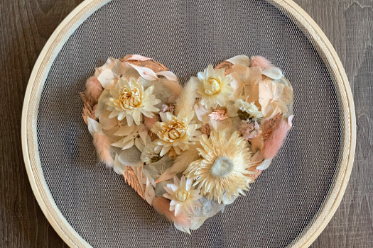 Atelier créatif " tambour coeur en fleurs séchées"